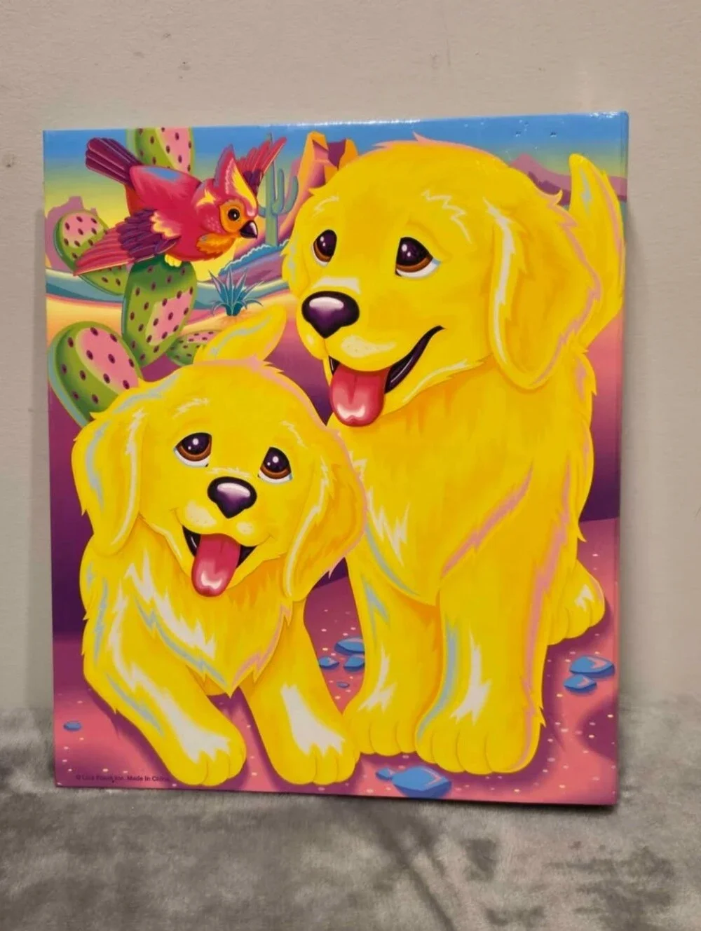 Vintage Lisa Frank Casey Caymus Golden Retrievers Memory Book Binder w/ Stickers